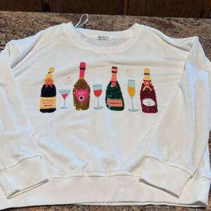 Vittoria White Sweater with Sequin Champagne Design